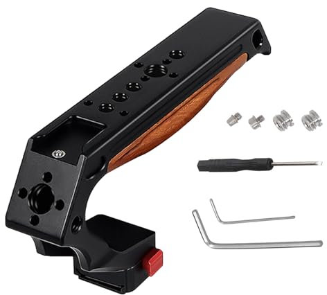Quick Release Top Handle with Quick Release Slider, Ergonomic design, Lightweight Handle Grip with Cold Shoes with Safety Pins, Universal Top Handle Compatible with SmallRig Camera Cage Video Rig