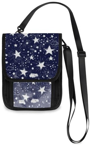 Mnsruu Satrs Starry Sky Galaxy - Cartera de viaje para pasaporte, tarjeta de crédito, gadgets, bolsa de viaje, unisex, cartera cruzada con correa ajustable, #01, Talla única, moda
