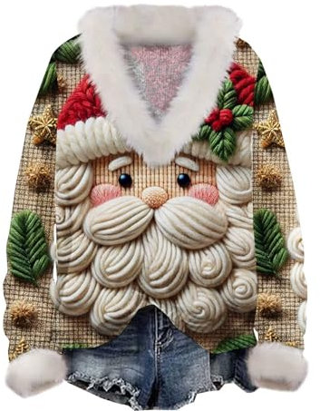 Weihnachtspullover Lustig Elegante Oberteile Damen Herren Weihnachtspullover Lustig Ugly Christmas Sweater Women Weihnachtspullover Trinkspiel Merry Christmas Strickpullover Ärmellos Damen