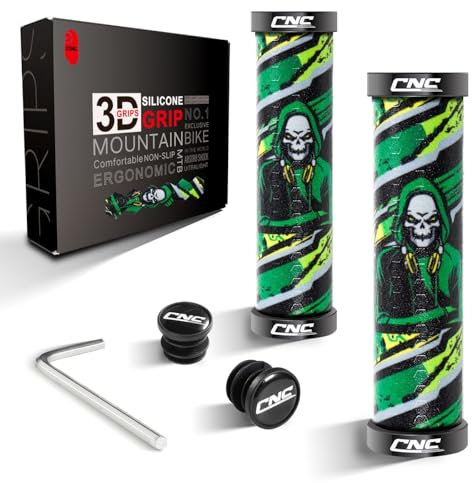 CNCLOL Fahrrad Lenkergriffe,MTB Fahrradgriffe 22mm aus Silikon,Fahrrad handgriffe Doppel Lock-On Design für MTB/Mountainbike.