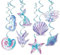 Meerjungfrau Geburtstag Streamer,8STK Meerjungfrau Kindergeburtstag Iridescent Paper Deko with Mermaid,Starfish,Seashell,Seepferdchen,Spirale Hängende Unterwasserwelt Deko für Birthday Partyzubehör