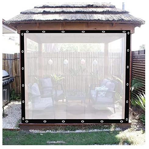 Clear Tarps with Grommets, Plastic Cover for Pergola for Wooden Pergola, Carports, Boats, Pavilions, Garage Door Curtains (Color : +Corner, Size : 5' x 7')