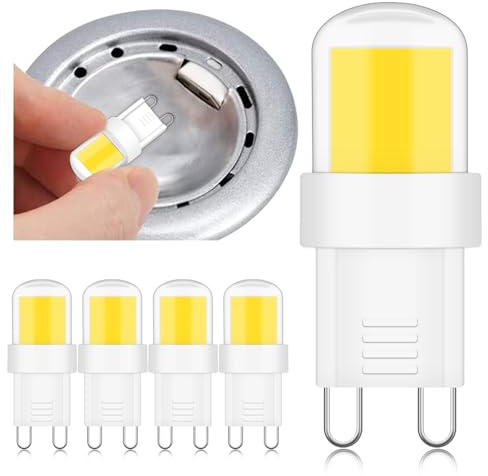 XIMNCHNI G9 LED Lampe COB 4W 6000K Nicht Dimmbar 40W Halogen Ersatz | 230V 400 Lumen Bi-Pin Kurz für Schlafzimmer Leuchter Restaurants Wandleuchte (5 Stück)