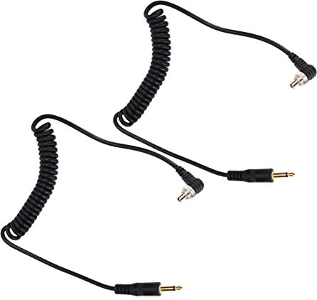 Kamera-Blitzkabel, Plug-and-Play-Spiralsynchronisationskabel, Schwarz, 2 Stück für Externe Blitze