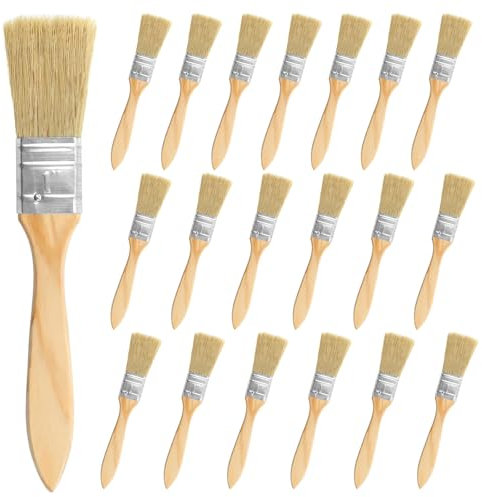 20pcs 1 Inch Paint Brush Set, Chip Paint Brushes, Small Paint Brushes Professional Wooden Handle Paint Brush Set for Furniture Painting Walls, Stains, Varnishes, Glues and Home DIY Woodwork (20)