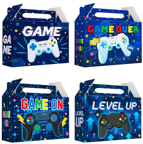 Video Game Party Boxes, 24pcs Gaming Treat Boxes for Game Birthday Decorations