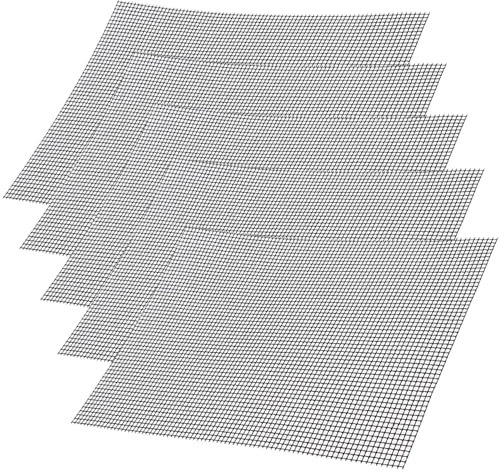 Rejilla para Barbacoa Antiadherente BBQ Esterilla Cortable, BBQ Grill Mat 42 x 36 cm, Malla de Teflón, Reutilizable Alfombrilla para Parrilla de Gas, Carbón, Parrilla Eléctrica, Horno, 5 Piezas