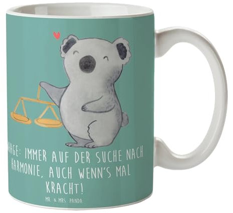 Mr. & Mrs. Panda Tasse Waagen Harmonie - Geschenk, Kaffeetassen, Sternzeichen, Designer Tasse, Geschenk Horoskop, Keramiktasse, Einzigartig, Schöne