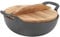 14 Inch Cast Iron Wok, Pre Seasoned Stir Fry Skillet with Wooden Lid Flat Base for Easy Cooking, Cooking Utensil for Stir Fry Grill Steam Authentic Asian Chinese Food (20cm)