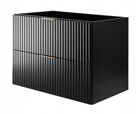 RODAN - Unterschränke fürs Bad 80 cm Schwarz - Waschbeckenunterschrank - Unterschrank Waschbecken mit Zwei leise schließenden Schubladen - Waschtisch Unterschrank