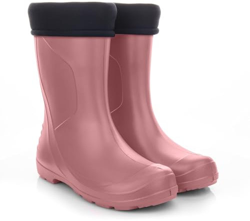 LEMIGO Stivali da pioggia da donna molto leggeri in schiuma EVA con fodera DAKOTA 36-42 EU, Rosa cipria, 42 EU