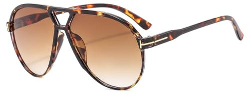 Yphzmtz Vintage Sonnenbrille für Männer und Frauen 70er Jahre Piloten-Retro-Sonnenbrille mit klassischem Doppelsteg UV400 Schutz (Licht Braun)