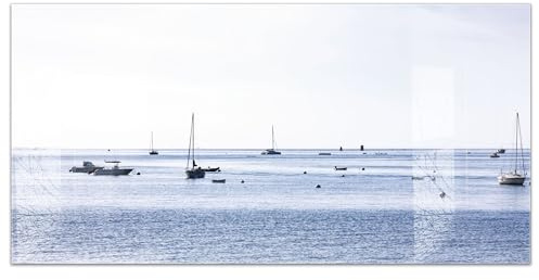 timalo Küchenbild aus Acrylglas modernes Wandbild Glasbild Deko Küche XXL Bild wie Glas | 120x60cm Frankreich Meer Segelboote