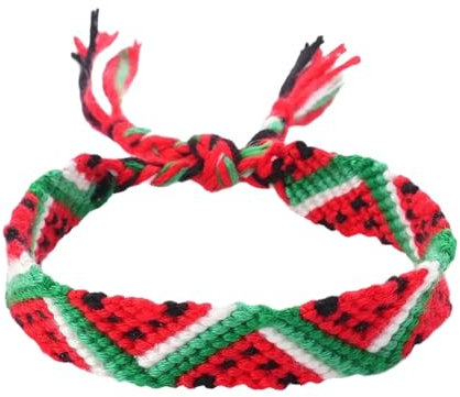 BIGULA Verstellbarer, handgefertigter Baumwoll-Wassermelonen-geometrischer multifunktionaler Handgelenkschmuck, geeignet für jeden Anlass