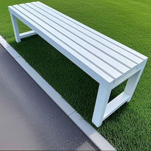 Generisch Gartenbank Metall Parkbank Ohne Lehne Balkon Sitzbank Wetterfest 2-4 Sitzer 100x40x45cm 120x40x45cm Für Garten Terrasse Belastbarkeit 200kg(Weiß,1.2m)