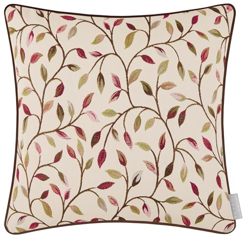 Voyage Maison Cervino Feather Filled Cushion – Floral Woven Jacquard Textured Heritage Luxury Country Décor (Damson - 43x43cm)