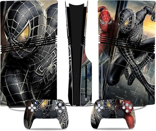 MaD Vision® Extra-Durable Skin Kit per PlayStation 5 (PS5) Disc Pro e Digital Pro | Set di Pellicole Adesive in Vinile Opaco per la Console e 2 Controller - per Spiderman Design