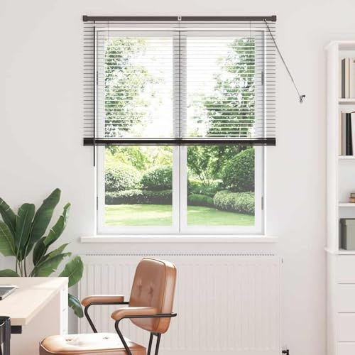 Gecheer Persiana para Ventana con Cortinas Otro Manual Negro 120 x 175 cm Aluminio