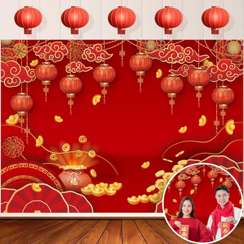 Toile de fond pour photographie du Nouvel An chinois 2026, année du cheval, Nouvel An lunaire chinois, fond pour photographie de festival du printemps, lanterne rouge, décoration de cour familiale