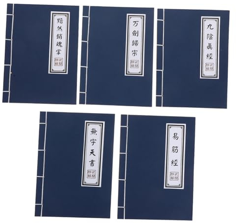 DIYEAH 5 St Kinesisk Kalligrafi Anteckningsbok Forntida Kina Anteckningsblock Asiatisk Stil Cosplay Journal Kinesiska Klassiker Anteckningsbok Traditionell Strängbunden