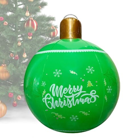 Aufblasbare Weihnachtskugel: Großer PVC-Ballon, 50 x 50 cm, aufblasbar, wiederverwendbar, 180 g Gewicht, glitzernder Weihnachtsakzent, Büro, Garten, Schule, Balkon, Innen- und Außenbereich