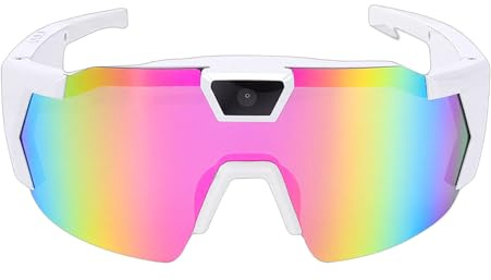 GOWENIC Gafas Deportivas POV con Cámara 1080P de 12 MP, Gafas de Sol Deportivas Polarizadas con Lente Gran Angular, para esquí, Ciclismo, Senderismo y Actividades Al Aire Libre