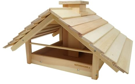 NATUREHOME hochwertiges Vogelhaus ohne Ständer aus heimischem, massivem Fichten- und Kiefernholz, natürlich, praktisch und Ideal für jeden Balkon und Jede Terasse