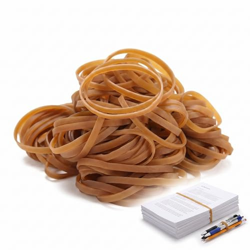 Large Rubber Bands 100pcs, Heavy Duty Elastic Bands 120mm x 4mm for Office Organization, Kitchen Storage and Bundling Files, Thick Natural Rubber Construction