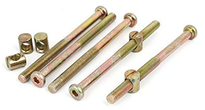 sourcing map M8x110mm 54mm Long Filetage Boulon Meuble Lit Hexagonal Clé Entraînement Douille avec Écrou 5 Ensemble