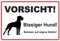 Schild 200x140 mm Vorsicht ! Bissiger Hund !, stabil aus Alu/Dibond - 3 mm stark