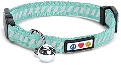 Pawtitas Reflektierendes Katzenhalsband für den Straßenverkehr mit Sicherheitsschnalle und Abnehmbarer Glocke Katzenhalsband Kätzchenhalsband Knickente Katzenhalsband