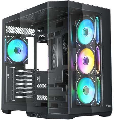 Itek Case DARK CAVE AKU - Gaming Tower - ATX - 4x12cm ARGB fan - USB3 & Type-C- parete laterale e frontale in vetro temperato