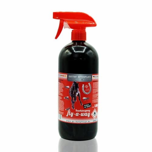 Gustav Optenplatz Insektenspray Fly-a-Way für Pferde, GO! Pferdepflege, Insektenabwehrspray, Schutz vor Fliegen, Bremsen und Zecken, Anti-Doping (1000ml)