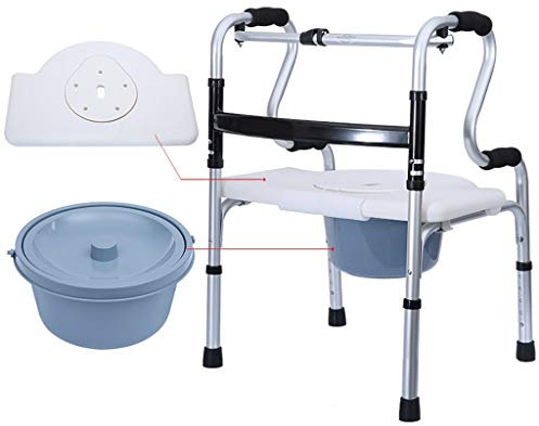 Klappbarer, leichter Toilettenstuhl aus Aluminiumlegierung mit Gehgestell für gehbehinderte Gehkrücken für alte Menschen Hilfswanderer - Höheneinstellung mit 8 Geschwindigkeiten (#-001)