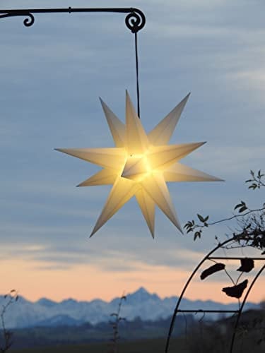 Außenstern 3D 55-60 cm mit LED, mit Kabel 7m Adventsstern, LED auswechselbar, geschlossen - kein Faltstern, wetterfest, Balthasar (weiß)