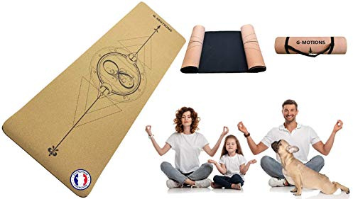 PARENCE Yogamatte aus Kork – natürlich und umweltfreundlich – Größe: 183 cm x 65 cm x 7 mm – rutschfest, hypoallergen – Tragegurt – Fitnessmatte, Bodensport, Pilates & Gym TAPISYOGA0001