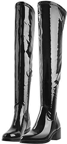 MissHeel Ladies Low Heel Flat Thigh high Over The Knee Stretch Riding Boots Size 8