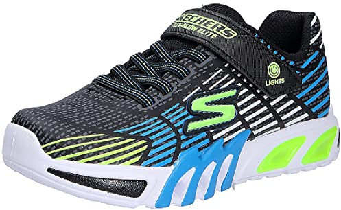 Skechers Jungen Flex-glow Elite Sneaker, Black Synthetic Trim Blue Lime Trim Whi, 33.5 EU