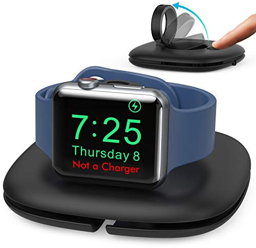 AHASTYLE Supporto di Ricarica Compatto per Apple Watch 【Caricatore Non Incluso】 Supporto di Ricarica Pieghevole Pop Up con Gestione dei Cavi per Apple Watch 8 SE 7 6 5 4 3 2 1 (Nero)