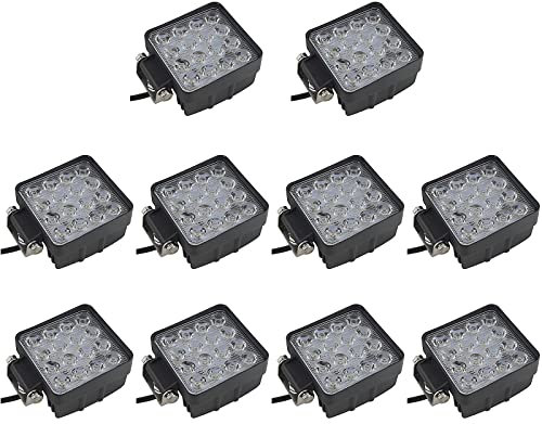 RIGIDON 10 Pcs Auto Quad Scheinwerfer, 4 Zoll 10cm 48W Spot Strahler Offroad Beleuchtung für SUV ATV, Traktor, LKW, 4x4, 6000K Weiß led nebelscheinwerfer, led arbeitsscheinwerfer, led arbeitslicht