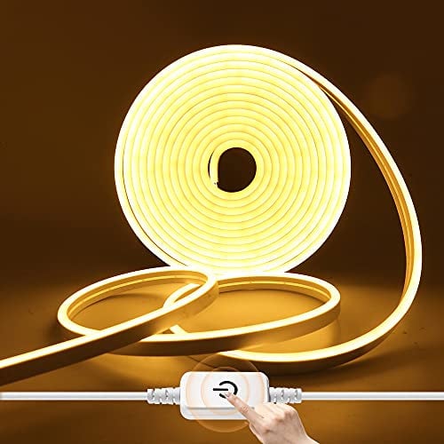 HEGEHE Dimmbar Neon LED Streifen, 12V 2835 LED Strip Wasserdicht Diffusion Silikon Neon Flex LED Lichtband Schlauch für Innen Aussenbereich Heim Küche DIY Deko (Warmweiß, 5M)