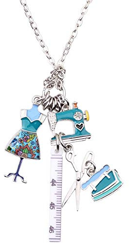 Mode Kette bunt Emaille Näherin Schneiderin Nähmaschine Schneiderpuppe nähen Hobby Weihnachtsgeschenk