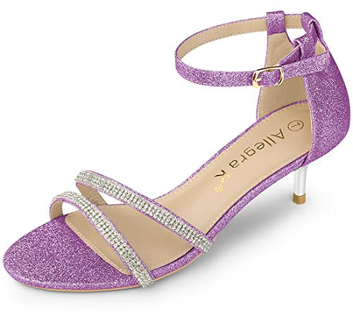 Allegra K Women's Glitter Stiletto Heels Kitten Heel Sandals Purple 6.5 UK/Label Size 8.5 US