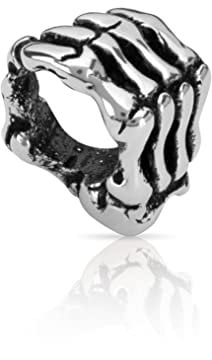 NKlaus Bartschmuck Ø 8mm Skelett Hand Bartperle 925 Sterling Silber Bartschmuck 4320