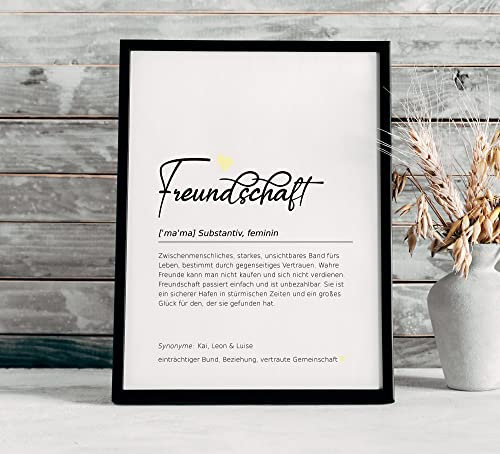 timalo®| Definition Poster Freundschaft personalisiert mit Namen | Kunstdrucke fürs Wohnzimmer | Geschenke zum Geburtstag Druck mit Spruch | Poster2-Motiv12-A4