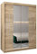 E- MEUBLES Armoire de Chambre avec 2 Portes coulissantes et Miroir Style Contemporain Penderie (Tringle) avec étagères (LxHxP): 150cmx200cmx62cm Maltese 1 (Chêne Sonoma)