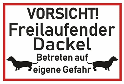 Samunshi® Aufkleber Vorsicht Dackel - Schild Sticker Hinweisschild Warnschild Vorsicht Hund 20 x 13,3cm Vorsicht Dackel schwarz