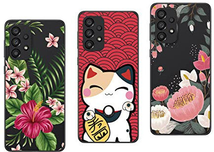 NOVAGO Compatible avec Samsung Galaxy A53 5G -Lot de 3 Coques Gel Souple incassable résistant Antichoc Impression Motif Relief (Pack 1)