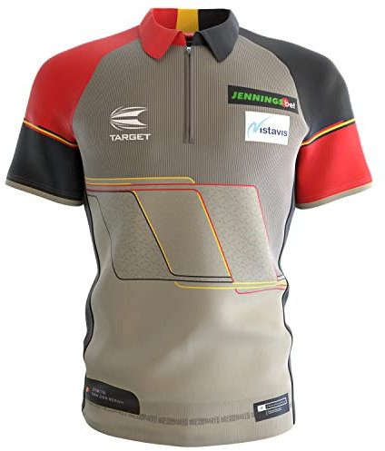 Target Darts Unisex-Adult Dimitri Van den Bergh Dream Maker Coolplay Shirt Dartboardschränke & Kabinette, Sand, Schwarz, Gelb and Roter, Klein