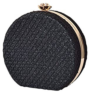 CORIOS Damen Clutch Rund Abendtasche Elegant Handtasche Abnehmbarer Kette Schultertasche Luxus Portemonnaie Tasche Brauttasche Messenger Bag für Hochzeit Abendparty Tanzparty Bankett Schwarz
